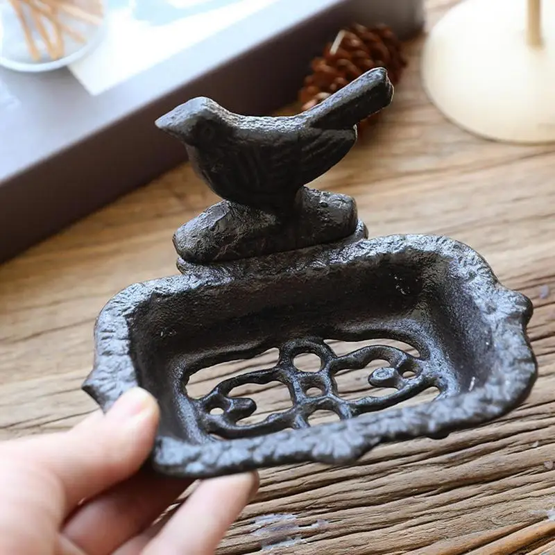

European-style cast iron retro nostalgic creative small bird soap box soap dish garden villa outdoor washbasin decor