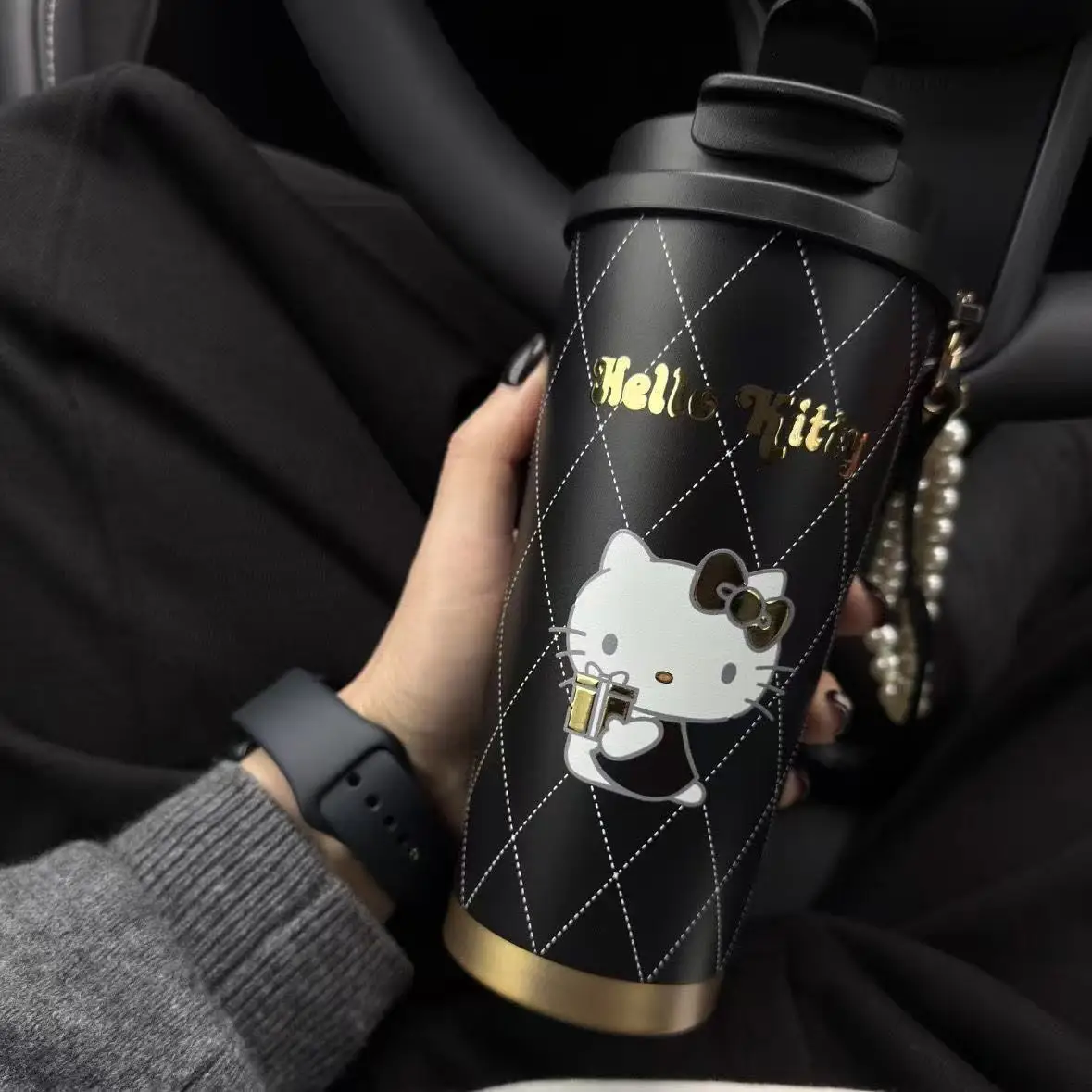 Anime Kawaii Hello Kitty Thermos Cup 316 Stainless Steel Office Coffee Cup Portable Student Water Drinking Bottle Toy Gifts view 3