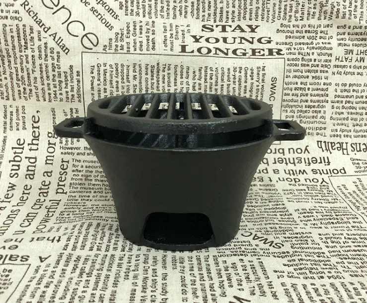 Mini cast iron charcoal barbecue grill table BBQ portable heating small brazier cooking tea coffee water boiler commercial indoo