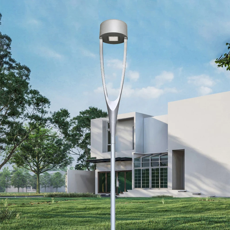 Lámpara de calle gris de diseño creativo moderno, cabezal Led de aluminio negro, luz de jardín de paisaje, calibre de instalación 48Mm 40W 50W