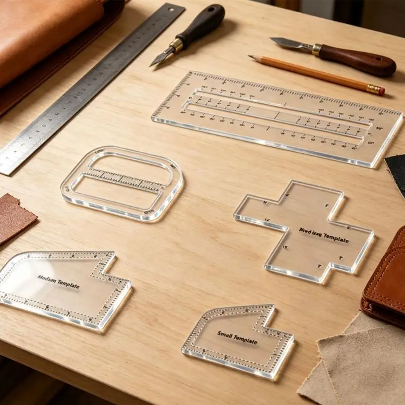 Sturdy Acrylic Square Bag Drafting Guide Set for DIY Sewing, Making Guides with Numbered Line Detail for Home Craft Use and 37JD
