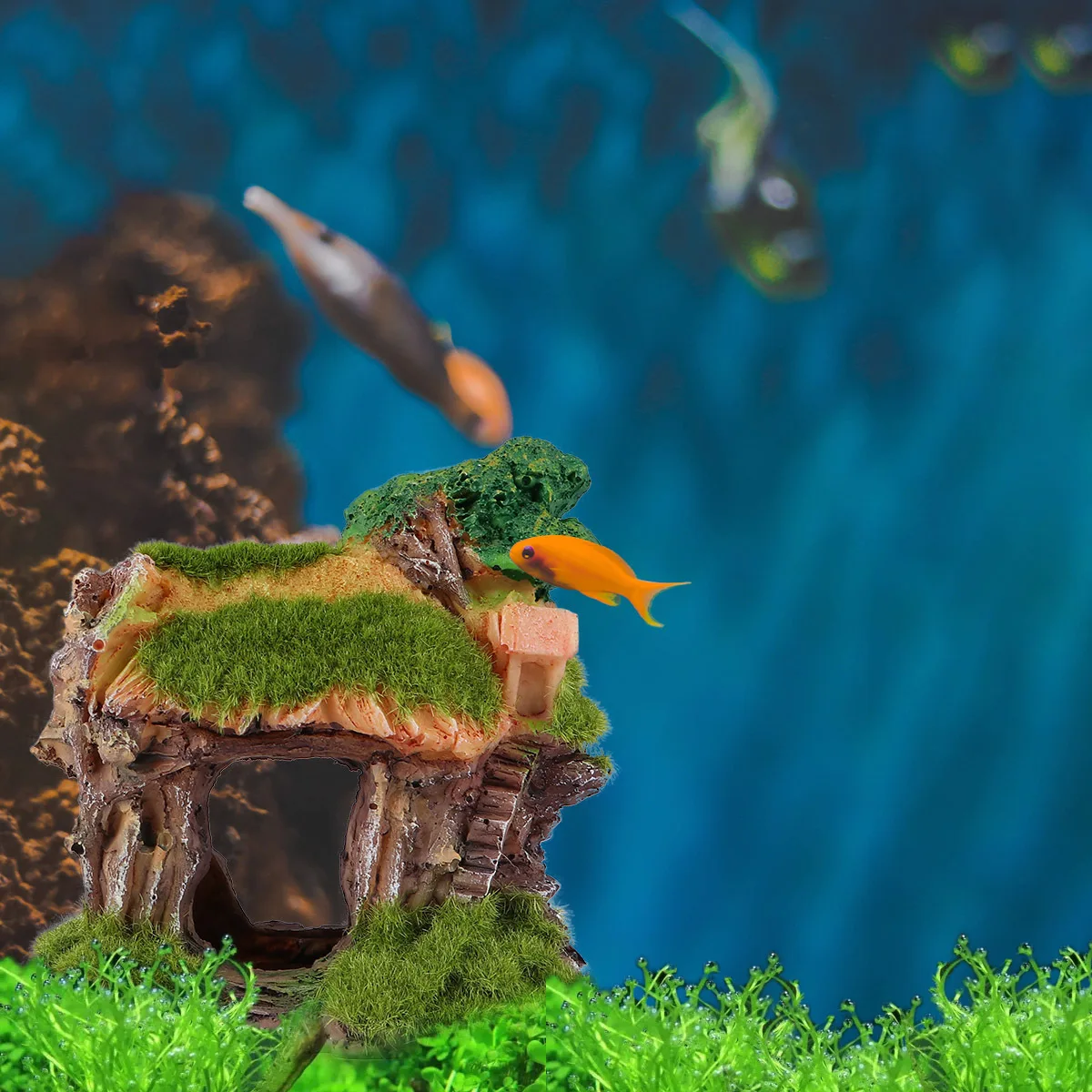 

Colorful Aquarium Ornament Small House Fish Tank Decoration Resin Fish Hiding Cave Shelter for Aquatic Habitat