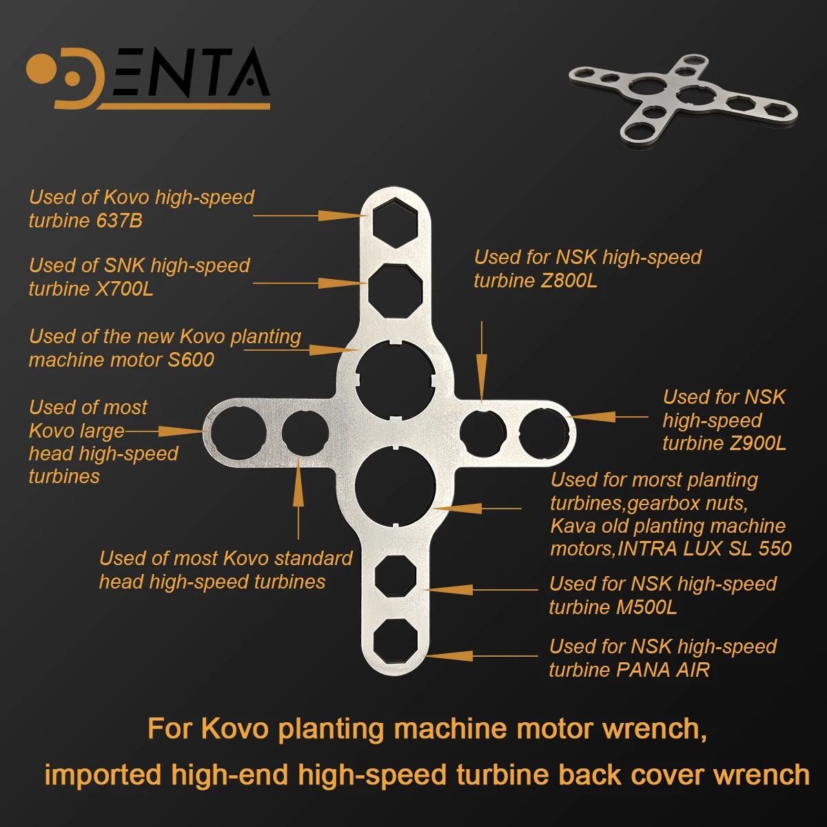 Multifunction Wrench NSK KAVO WH Sirona Dental Turbine Implant Handpiece Cartridge Rotor Shaft Spindle Back Cover Repair Tool