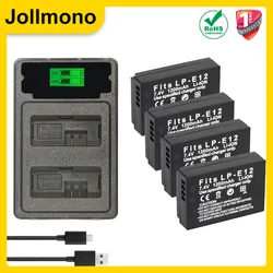 LP-E12 LP E12 LPE12 Li-ion Battery+LED USB Dual Charger for Canon EOS M50, EOS M100,100D Kiss X7 Rebel SL1