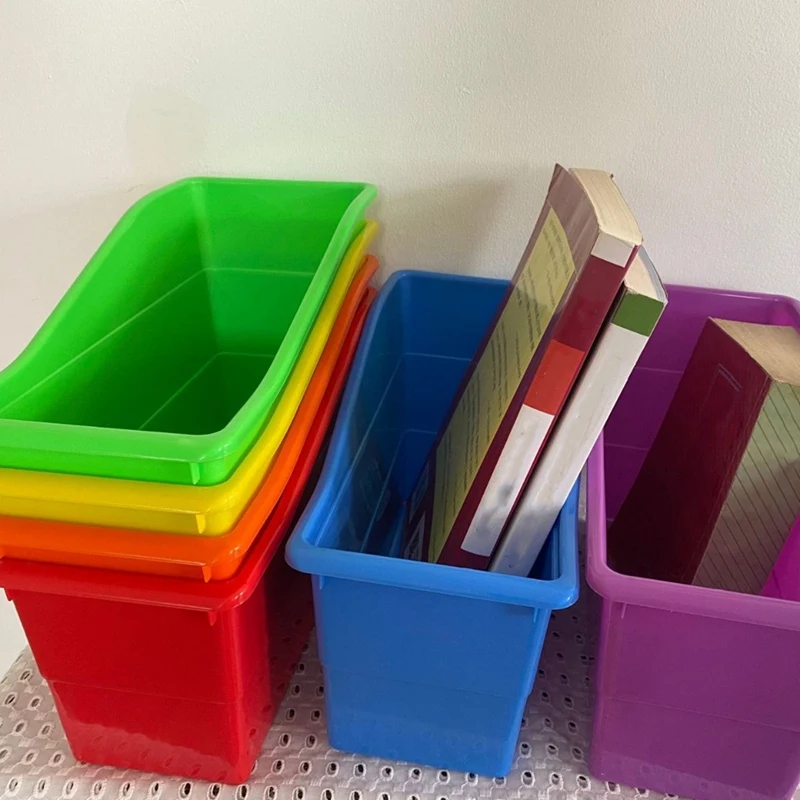 A35Q-Book And Binder Holder, For Classroom, Plastic Vertical Storage Book Organizer Folders, Office Organization,6Pcs