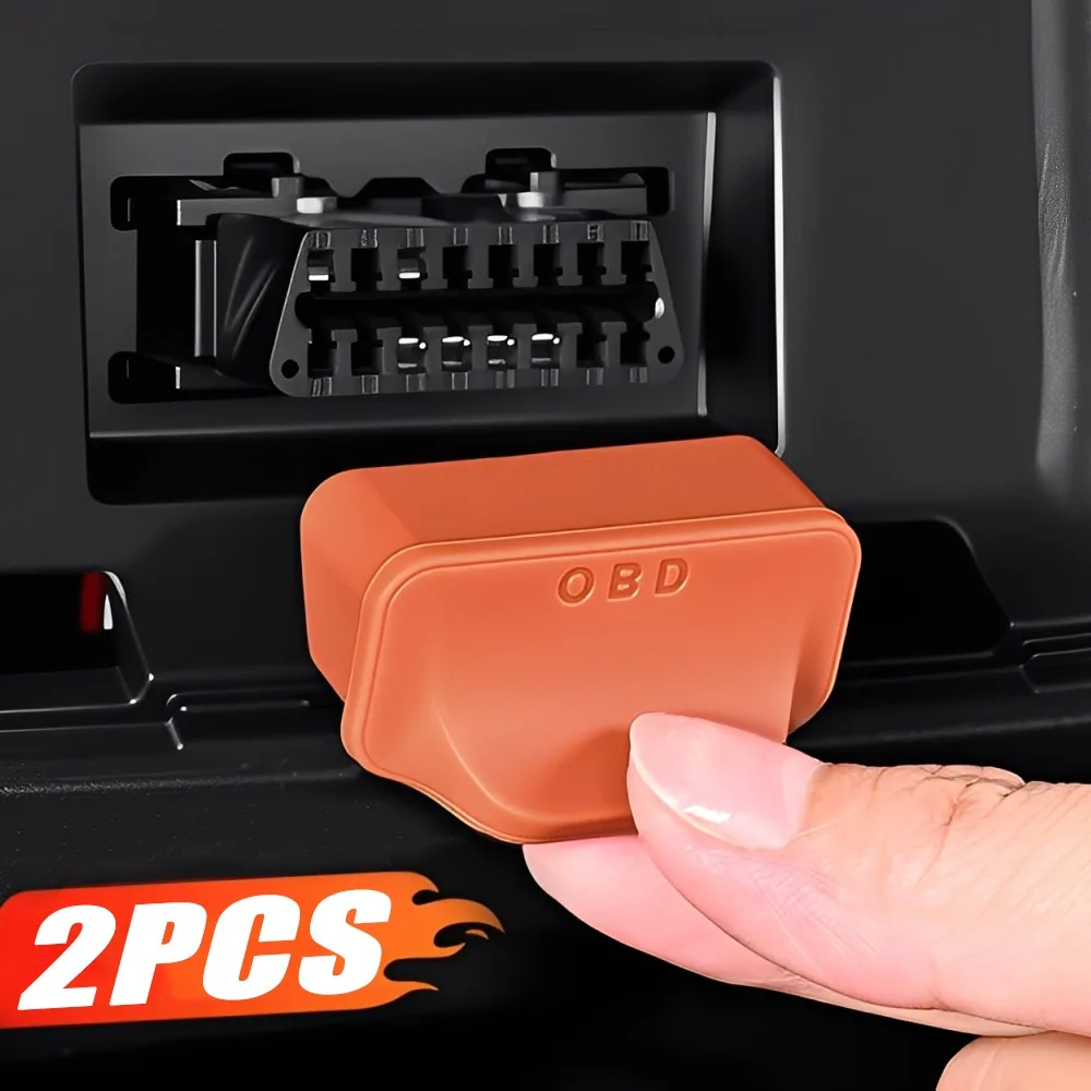 Silicone OBD Dust Plug Cap Car Waterproof Protector Universal OBD2 Diagnostic Port Cover Auto Interior Accessories Black Orange