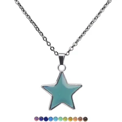 Creative and Fashionable Women's New Style Warm Mood Color Changing Pentagram Pendant Necklace
