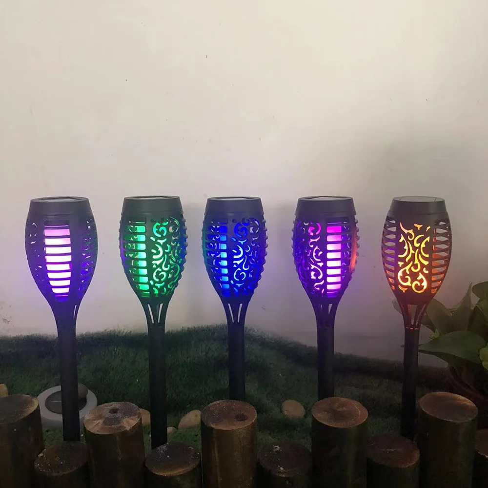 4/6Pcs RGB Led Lights Imitation Flame Solar Led Lights Outdoor Garden Camping Christmas Halloween Lantern Lawn Home Decor Lamp