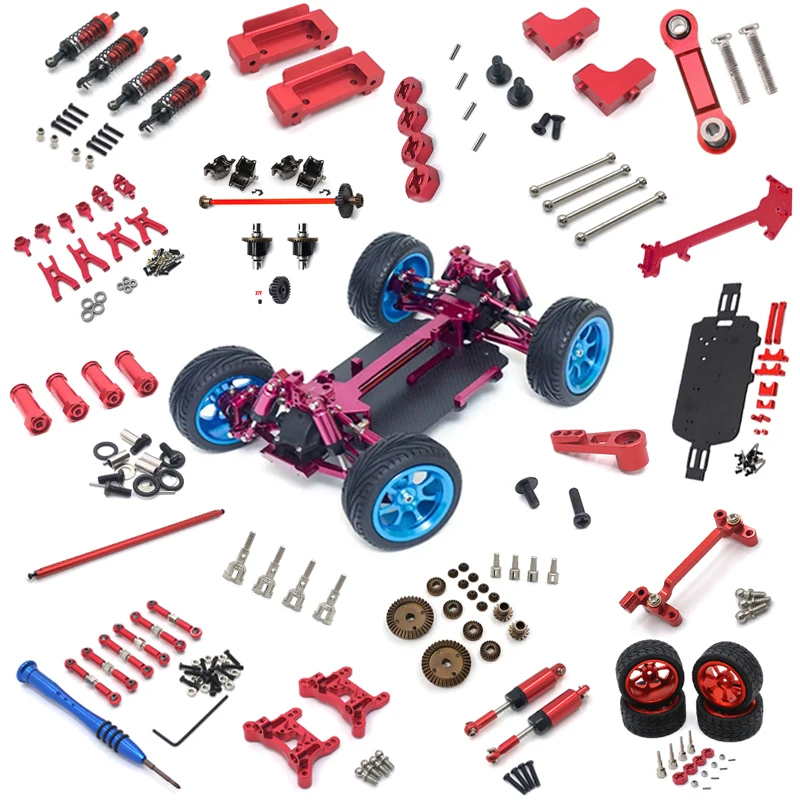 WLtoys 1/18 RC Car Truck Red All Metal Upgrade Parts Wheel Seat Tire Shock Absorbers Arm Chassis For A949 A959 A969 A979 A959-B