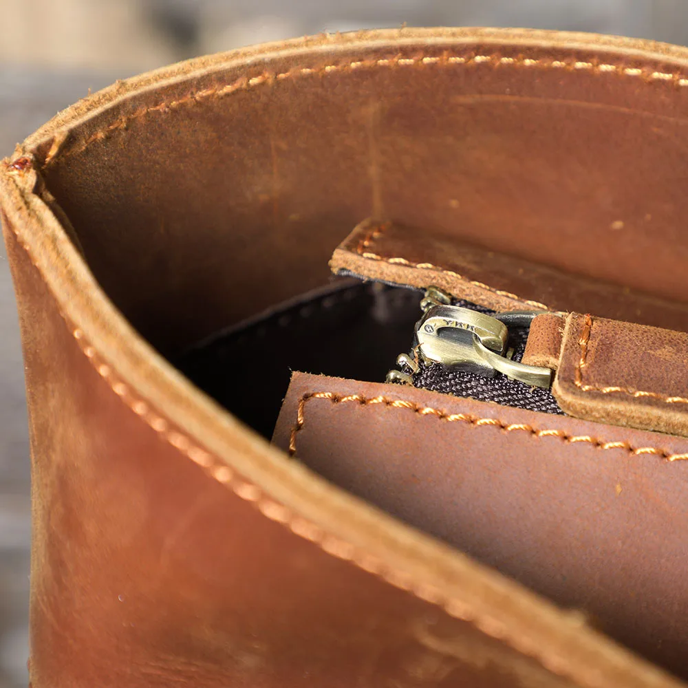 S.WORKER Retro-Umhängetasche aus Vollnarbenleder | Vintage Herren-Umhängetasche für Arbeit & Reisen – Detail 16