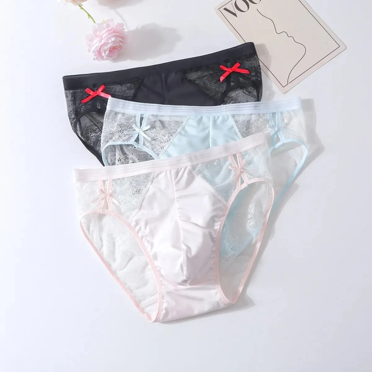 Man's Bowtie Cute Harajuku Bondage Designer Briefs BF Gifts Cute Private Party LGBQ Run DJ Club Bar Costumes