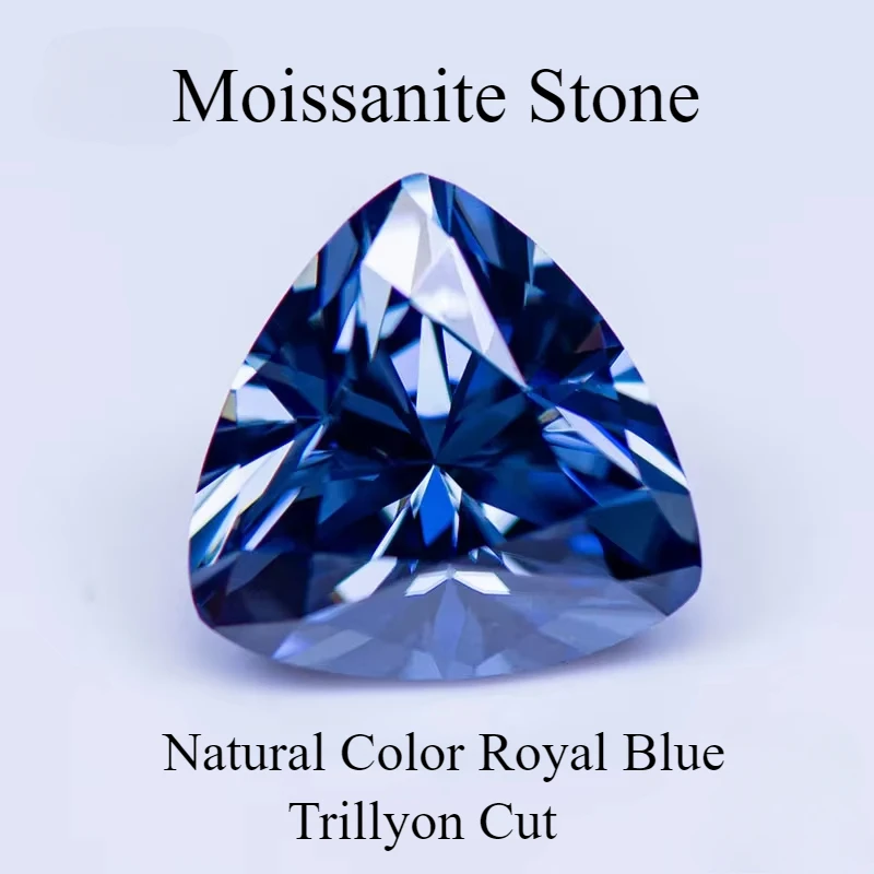 

Moissanite Stone Natural Color Royal Blue Trillyon Cut Lab Grown Diamond for Women Jewelry Making Materials with GRA Certificate