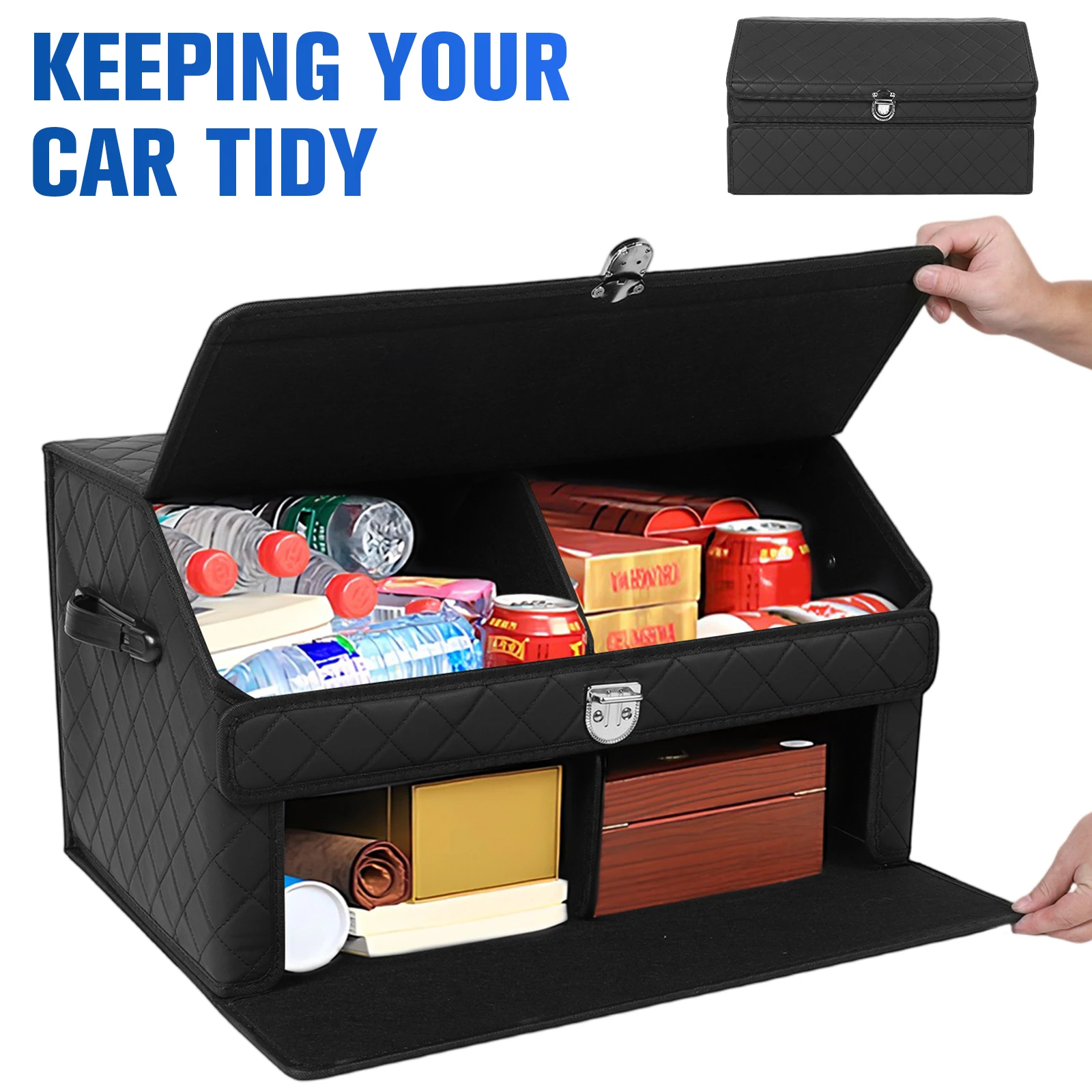 

Двухслойный органайзер для багажника автомобиля, регулируемый и складной, с несколькими отделениями, для внедорожников, легковых автомобилей, грузовиков и фургонов