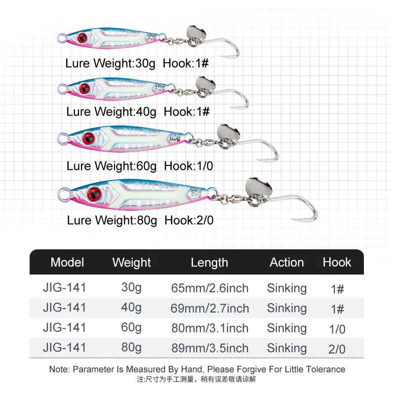 OBSESSION J141 Señuelo Luminoso Metal Duro Jigging Agua Salada - imagen 3