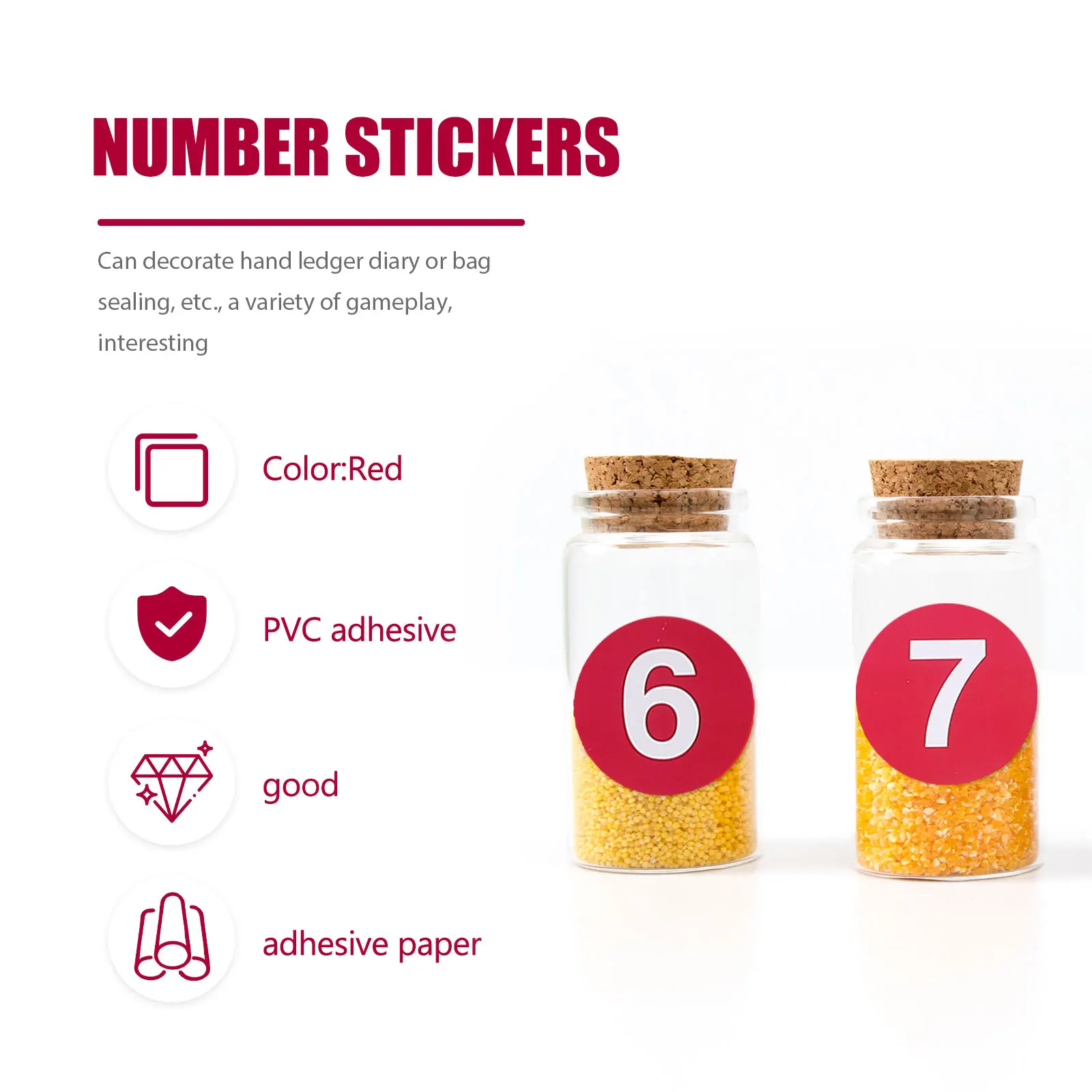 

1Set Numbered Stickers Water-Resistant PVC Adhesive Labels for Jars Containers Clothing Size Marking Sticker Numbers Decals