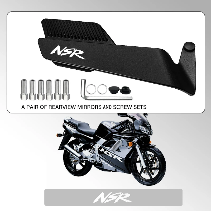 Track Certified Wide-angle Motorcycle Fixed Wind Wing Rearview Mirror For Honda NSR NSR125 NSR250R NSR 125 250R Upgrade Convex