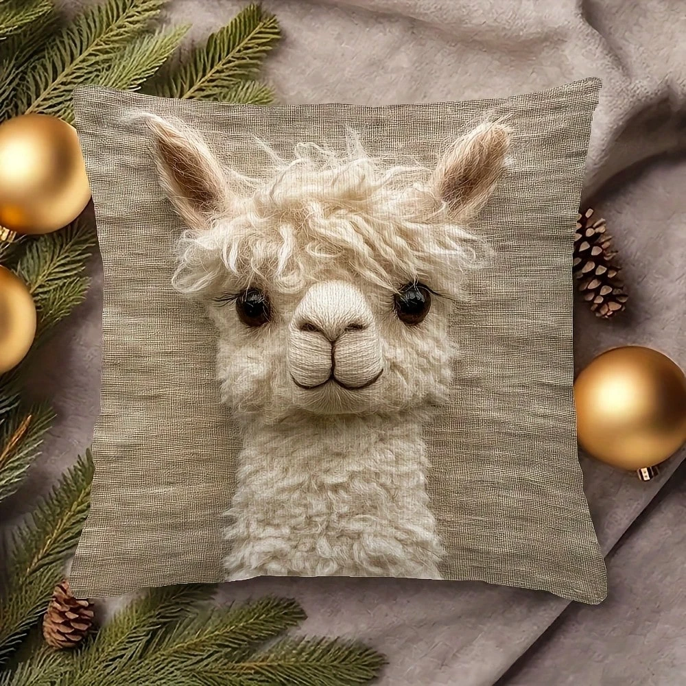 Flauschiger Alpaka-Kissenbezug, doppelseitig, 2D-Druck, gemütlicher, weicher Kissenbezug, Wohnzimmer, Schlafzimmer, Sofa, Dekoration, skurriles Accessoire, Geschenk