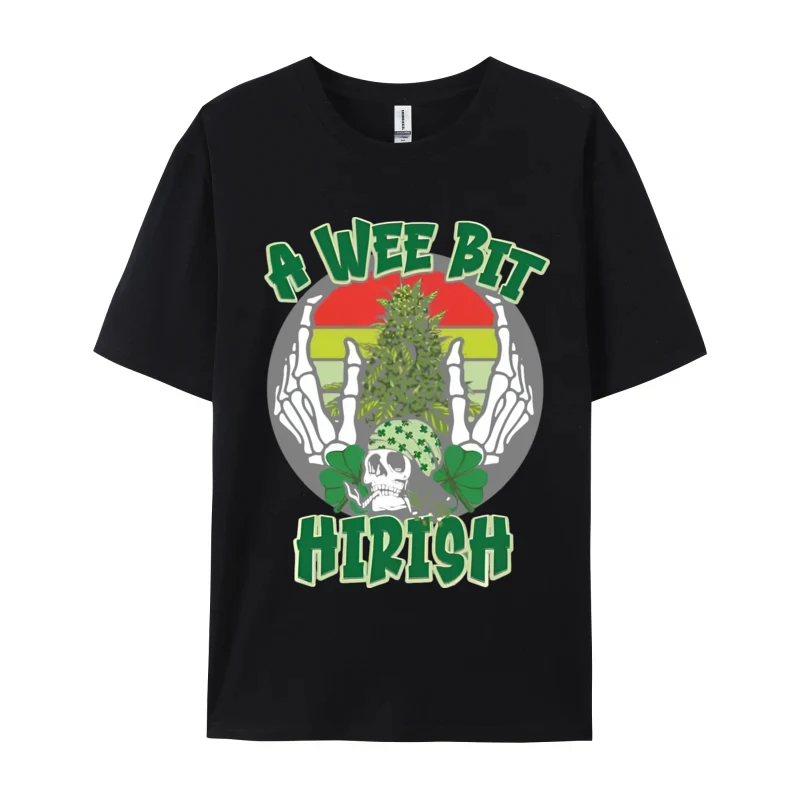 A Wee Bit Hirish Leaf Clover St Patrick Retro Printed Men's T-Shirt 100% Cotton Oversized Funny Graphic Tees for Men