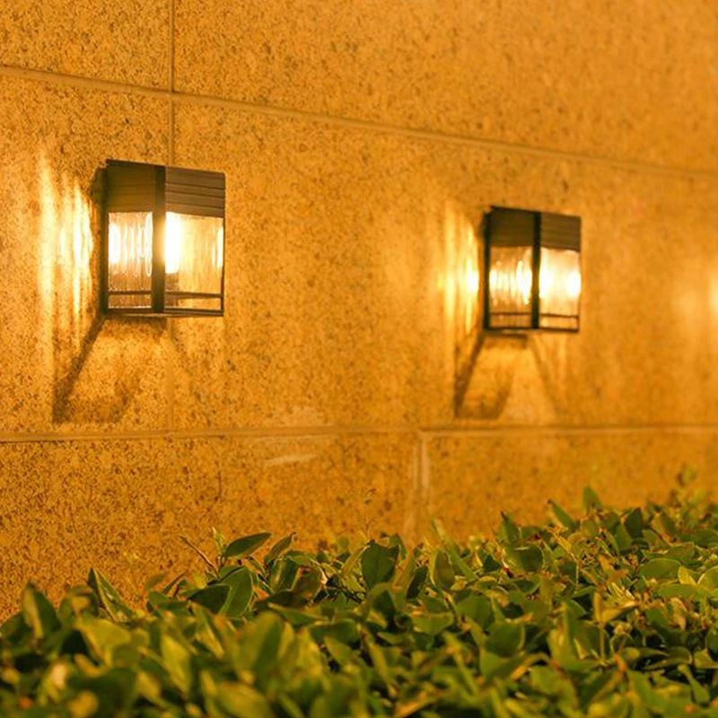 

2PC Solar Wall Lights Outdoor IP65 Waterproof Garden Light for Porch Fence Shed Patio Crackle Lampshade with Warm Tungsten Bulb