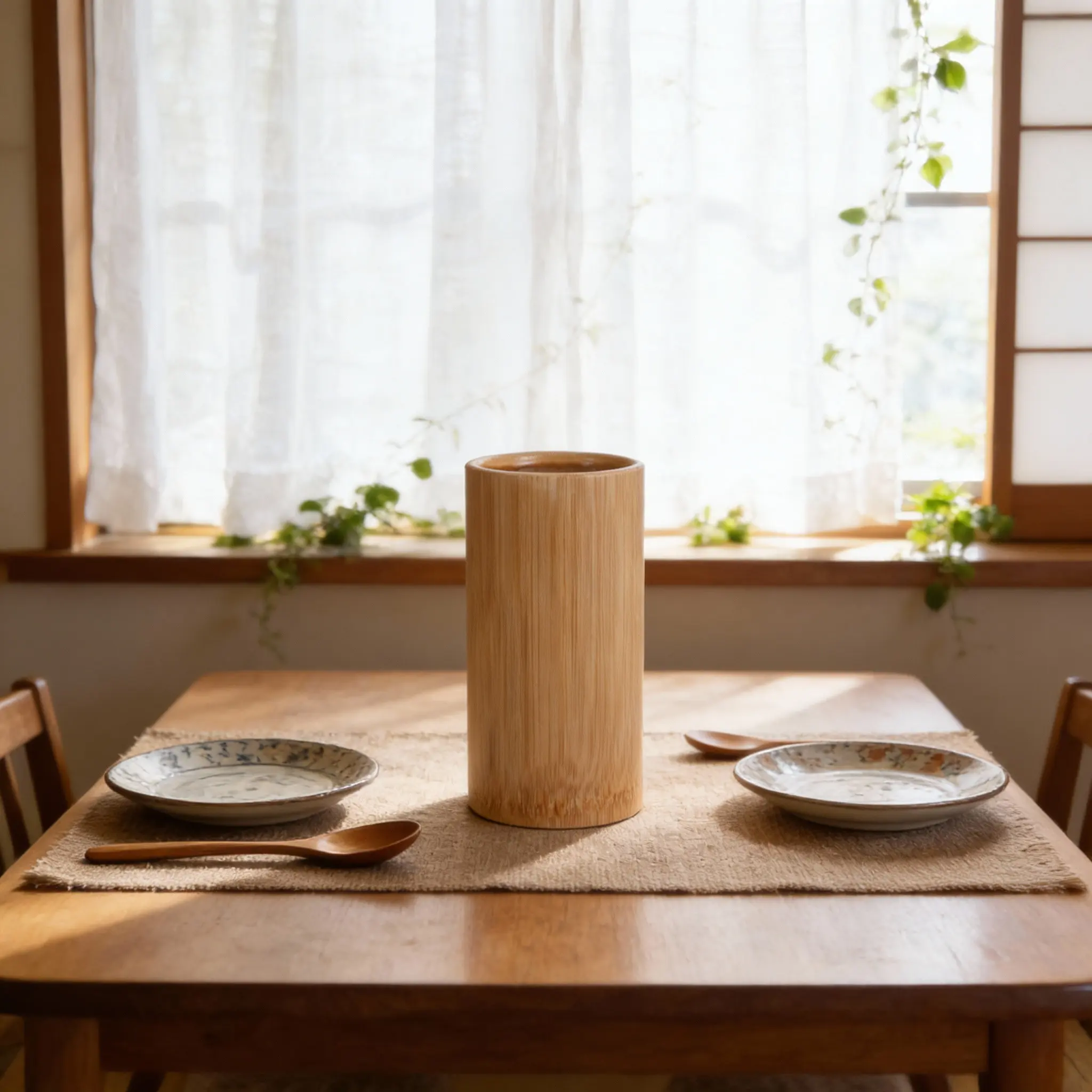 20Cm Premium Bamboo Chopsticks Storage Barrel Clean Dry Storage Solution for Chopsticks Spoons Forks Tongs Ladles Whisks Spoon