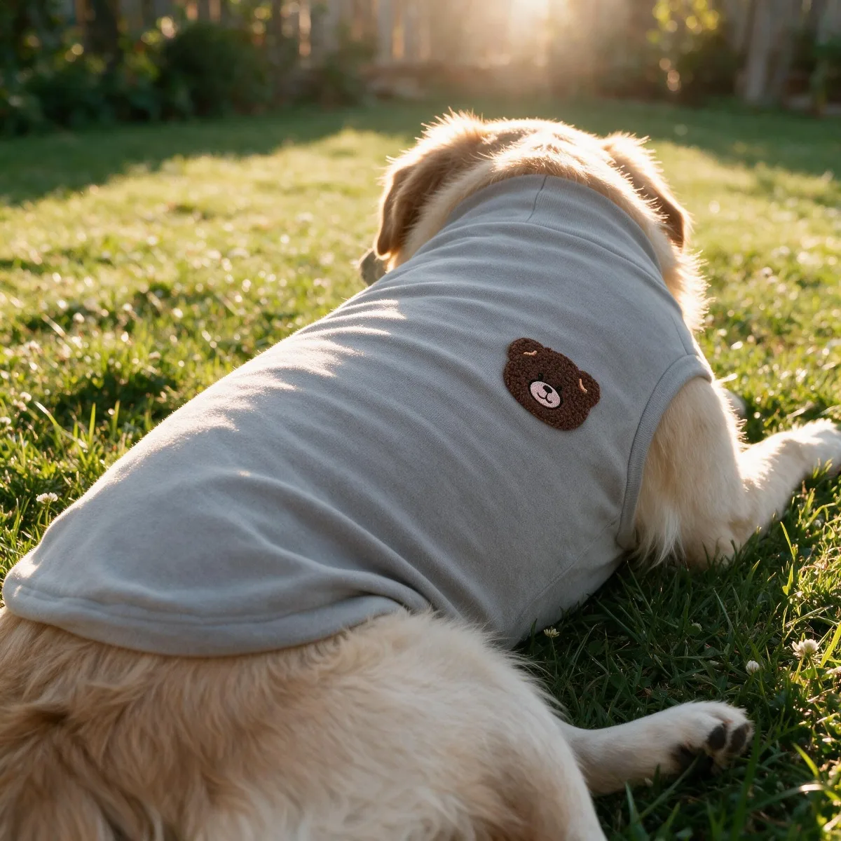 Graue Dralon-Hundeweste mit Bären-Stickerei, Warme Ärmellose Halbrollkragen-Hundepullover für Mittelgroße & Große Hunde