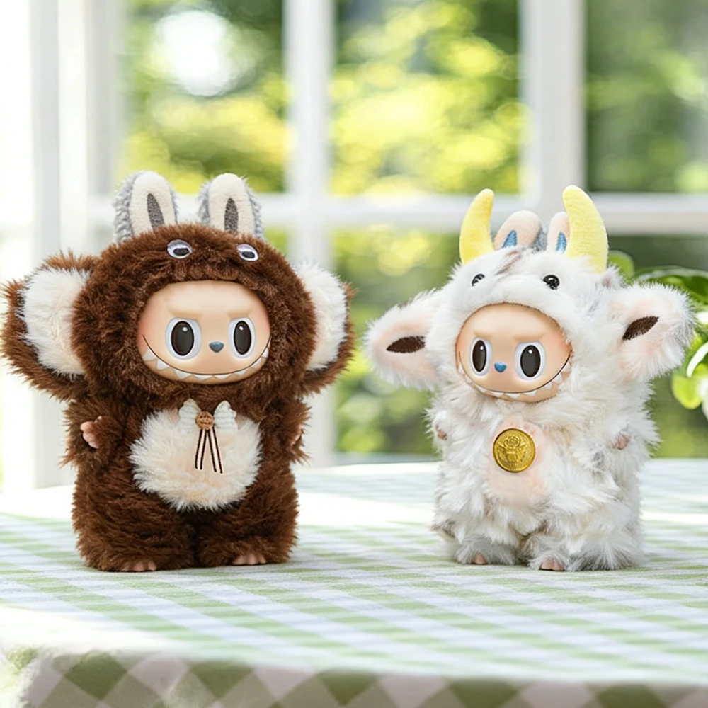 17CM 라부부 귀여운 동물 만화 캐릭터 패션 의상 카와이 스웨터 바지 세트 가을 겨울 데일리 플레이 액세서리 휴일 선물