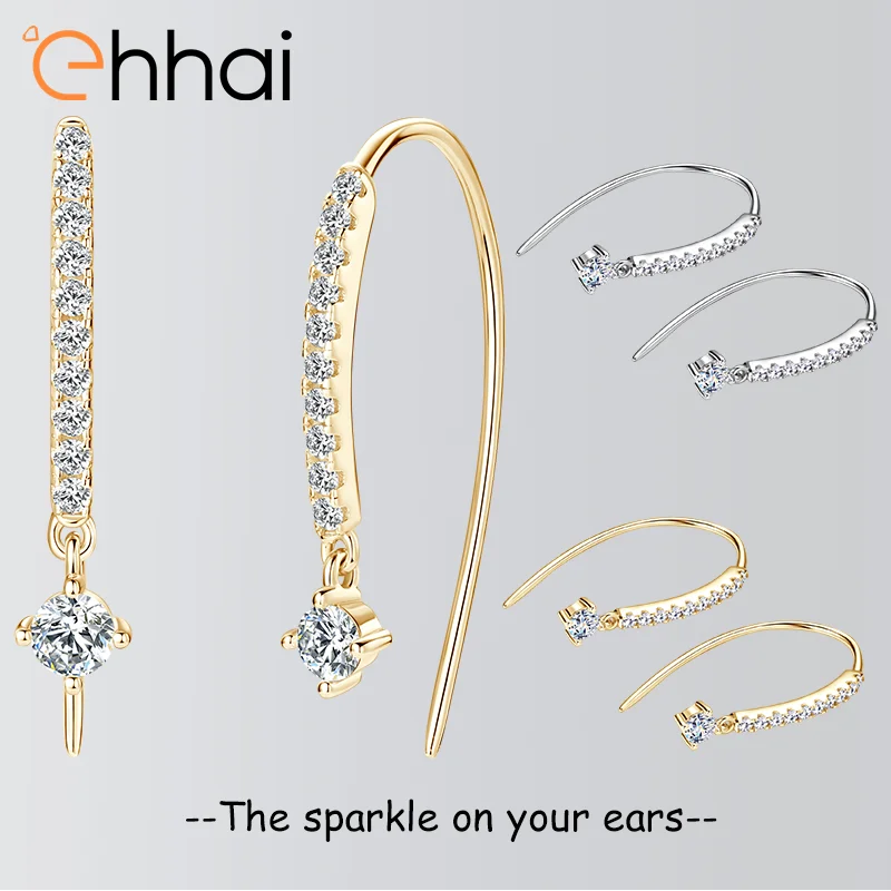 Ehhai D اللون VVS1 كامل مويسانيتي الماس هوك وأقراط للنساء 925 فضة على شكل حرف U ثقب غرامة مجوهرات هدايا #2
