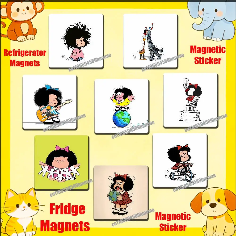 

For Cute M-Mafalda Girl Comic Fridge Freezer Refrigerator Magnets Kitchen Metal Cabinet Magnetic Sticker Card