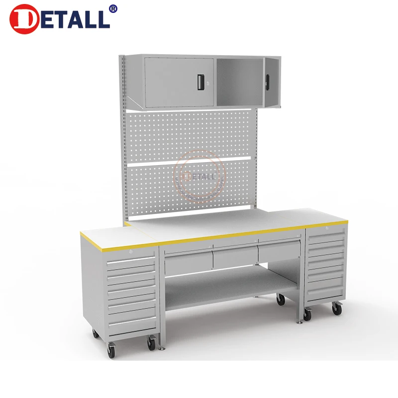 

Industrial ESD Workbench with Heavy Duty Storage and Tool Racks Cold Rolled Steel Warehouse Use Engine Compatible Worktable