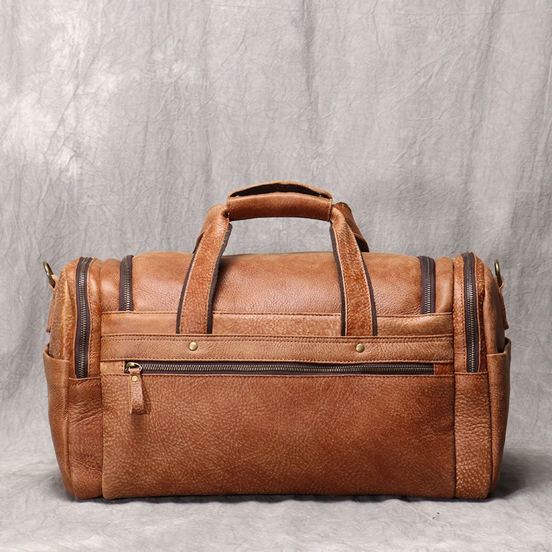 Imagem -05 - Bolsa de Viagem de Couro Vintage Masculina Primeira Camada Duffle Bolsa de Couro Mensageiro Portátil Bolsa Crossbody