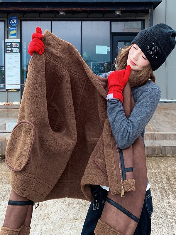 

Ladies Thiened Lamb Fur Jaet ort Sle Warmth Inteated Skin And Hair Autumn And Winter New Arrival 2025 Cool Sle Lo...