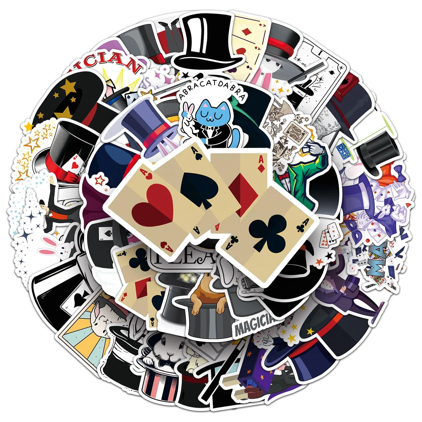 

50PCS Magician Sticker Cartoon Style Magic Graffiti DIY Decoration Mobile Phone Water Cup Skateboard Waterproof Sticker Kids Toy