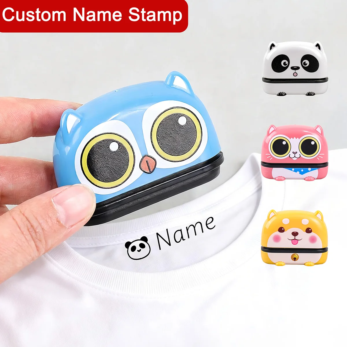 Cute Custom Name Stamp Personalized Text Seal Waterproof Self Inking Clothing Label For Kids Kindergarten Reusable Custom Stamp