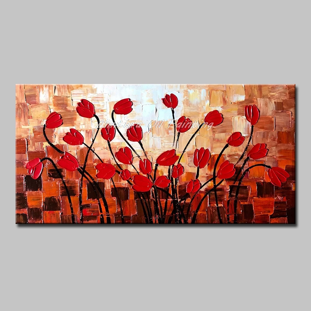 Mintura,Handpainte Palette Knife Flowers Oil Paintings on Canvas,Modern Abstract Picture for Livng Room,Home Decoration,Wall Art