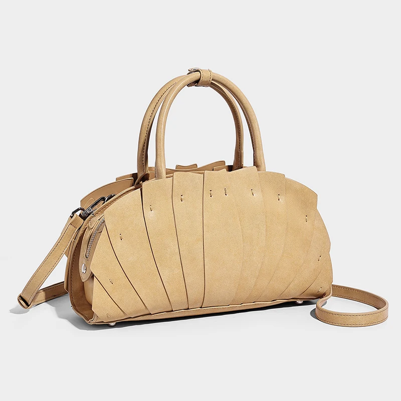 Fan Shape Lotus Leaf Ruffled Crossbody Shoulder Bag,Women Handmade Patchwork Tote Bag ,Designer Trendy Commute Boho Chic Handbag