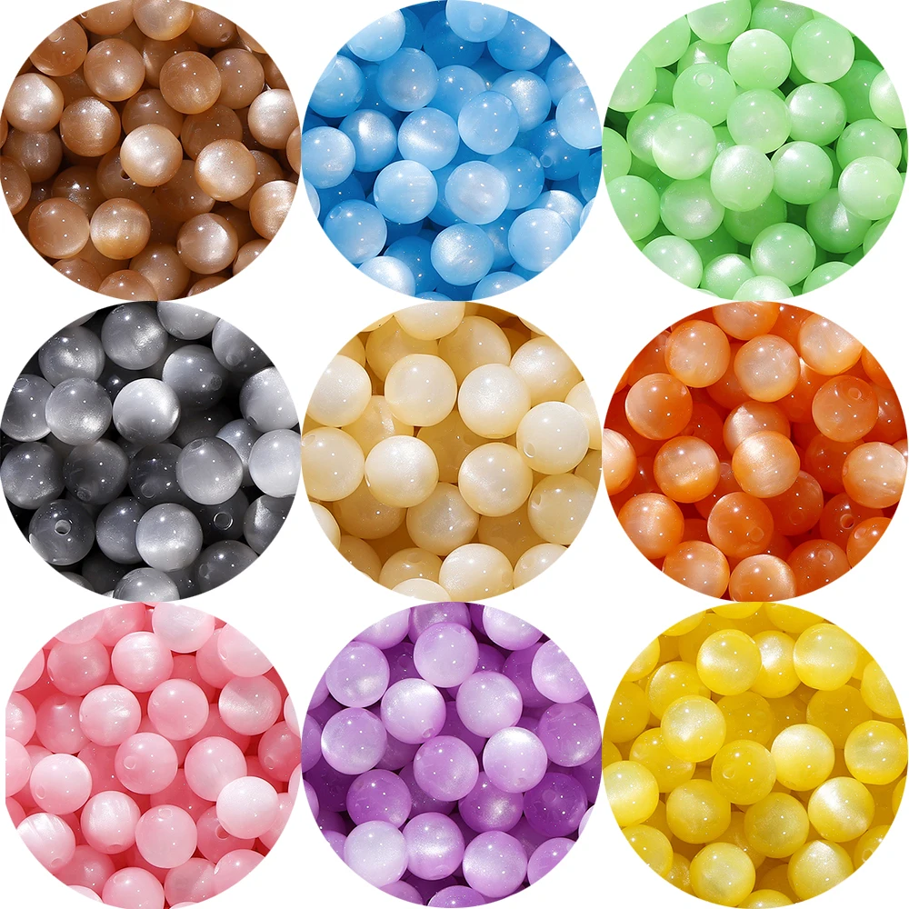 10/20Pcs/Lot 8/10/12mm Resin Imitation Cat Eye Round Beads for Handmade Making Jewelry Diy Bracelet Necklace Accessories