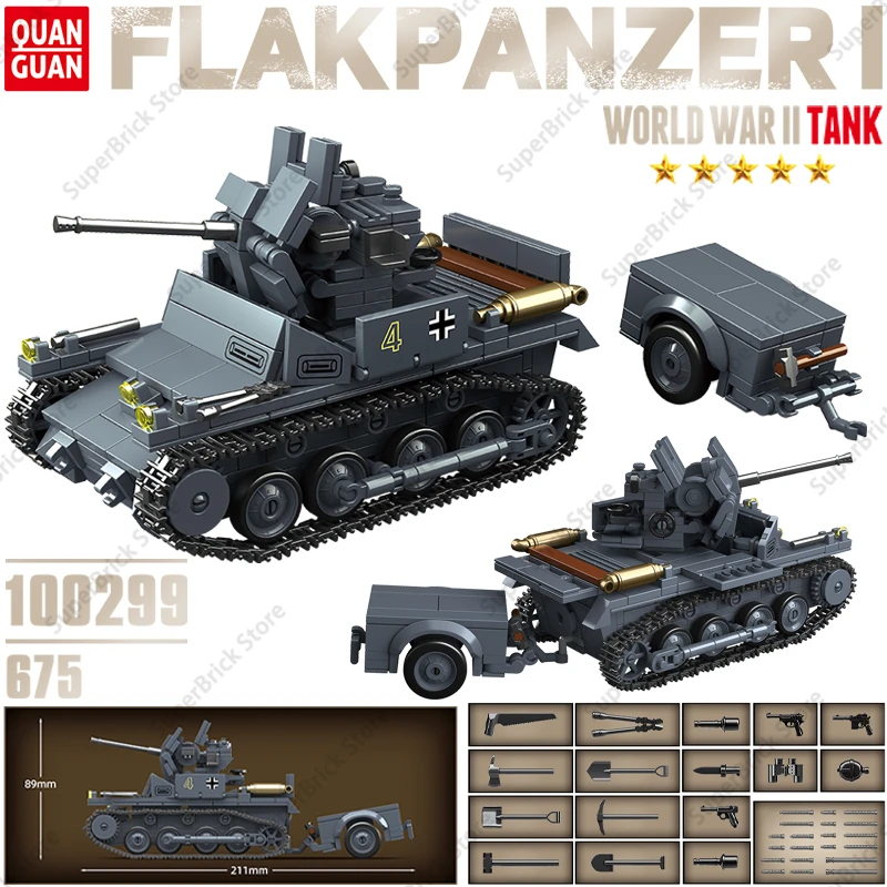 

Ww2 Military World War German Air Defense No.1 tank Building Blocks Bricks Kid Educational Toys for Children Boy Christmas Gifts