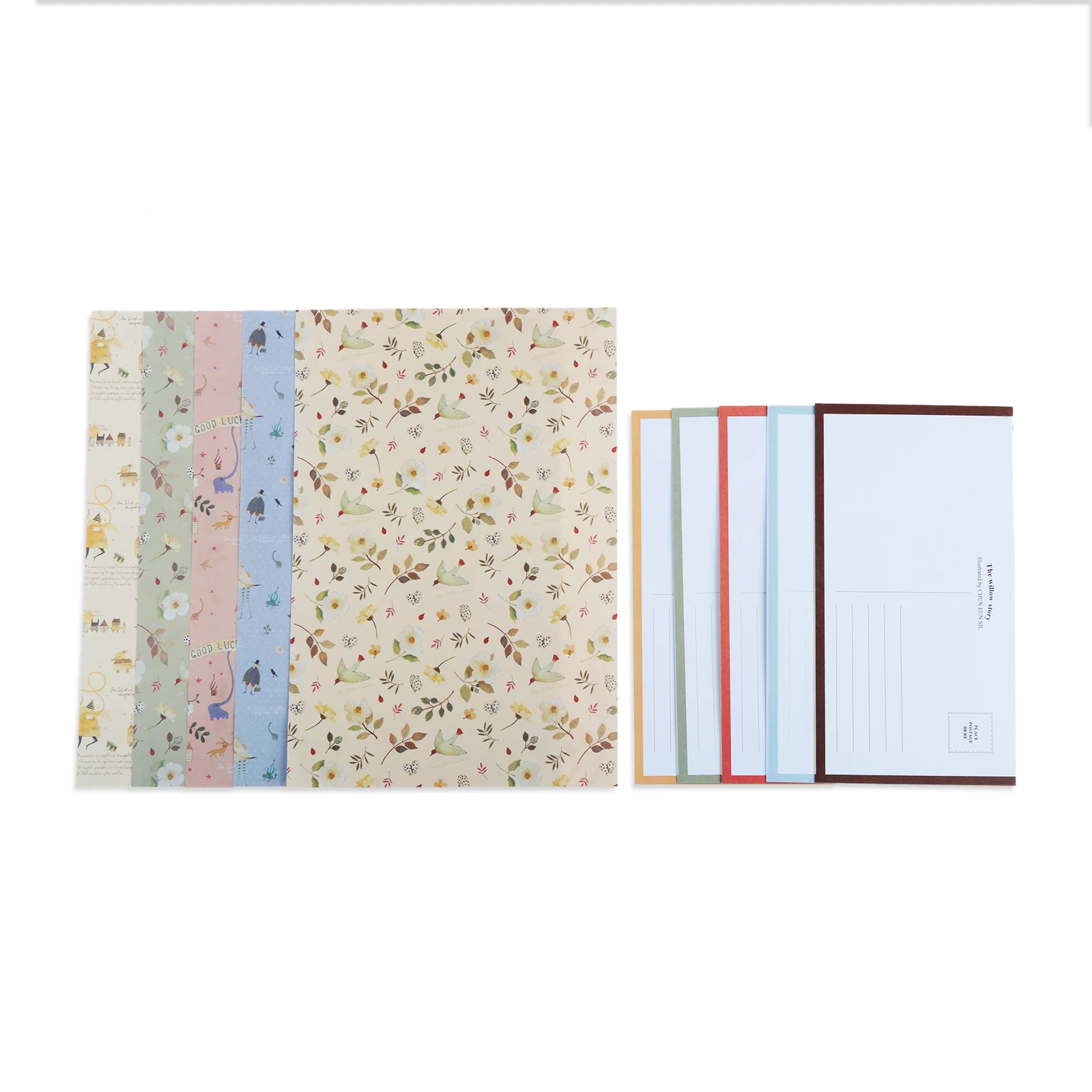 6Pcs Differrent Design Writing Paper With 3Pcs Envelopes Cartoon Pattern Vintage Floral Letter Stationery School Office Supplies
