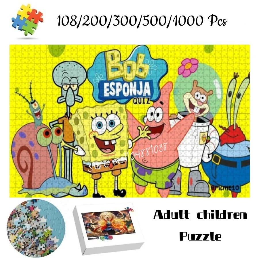 Spongebob Squarepants Characters Jigsaw Puzzles Spongebob Patrick Star Squidward Mr Krabs Kids Adult Educational Toy Gift