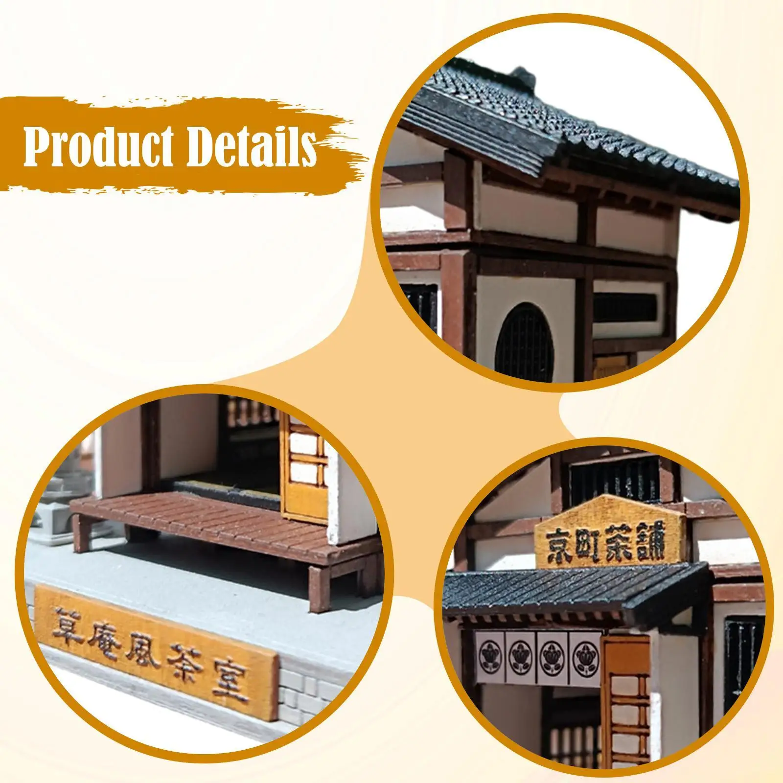 

DIY Miniature Tea Room Kit Dollhouse Building Scene Display Gift Japanese Style Miniature Scene Model 1: 64 for Kids Teens Girls