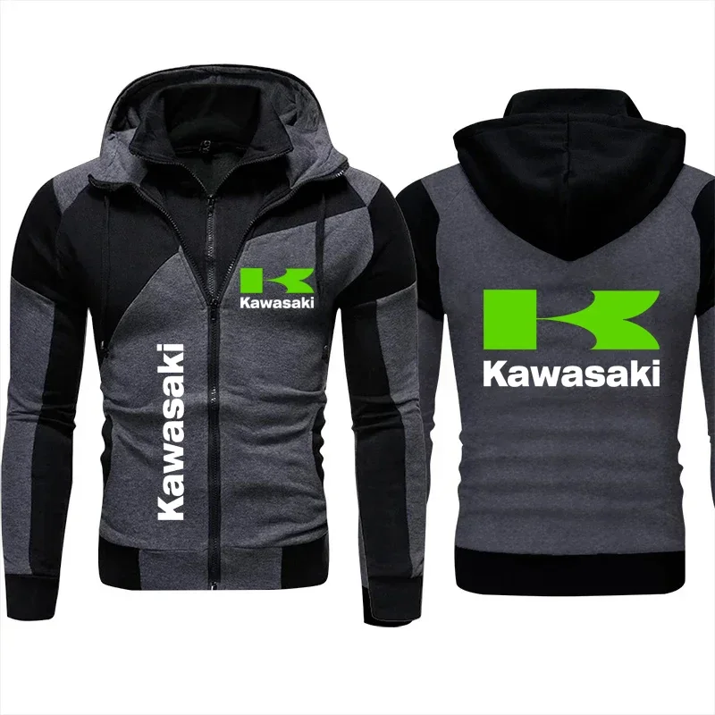 

Kawasaki Racing Motorcycle Team Men Zip Up Hoodie Spring Autumn Fashion Male Sweatshirt 2024 New Sport Women Jacket Coats