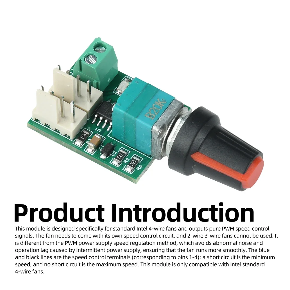 Einstellbarer Zweikanal-PWM-Lüftergeschwindigkeitsregler 4-Draht 12-24V 1,5A mit LED-Anzeige und Verpolungsschutz für Computer – Detail 3