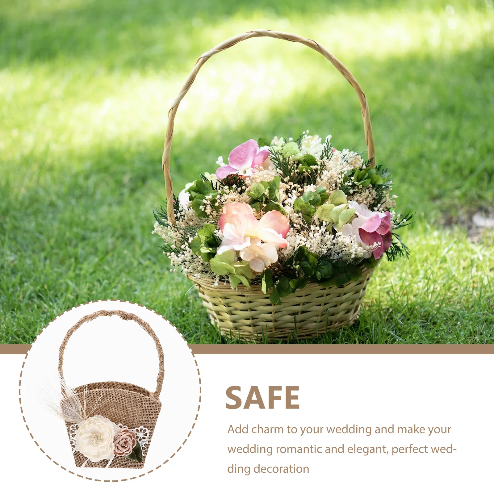 

Wedding Flower Basket Rustic Decorative Elegant Flower Girl Basket Petal Holder for Wedding Ceremony Gift Container