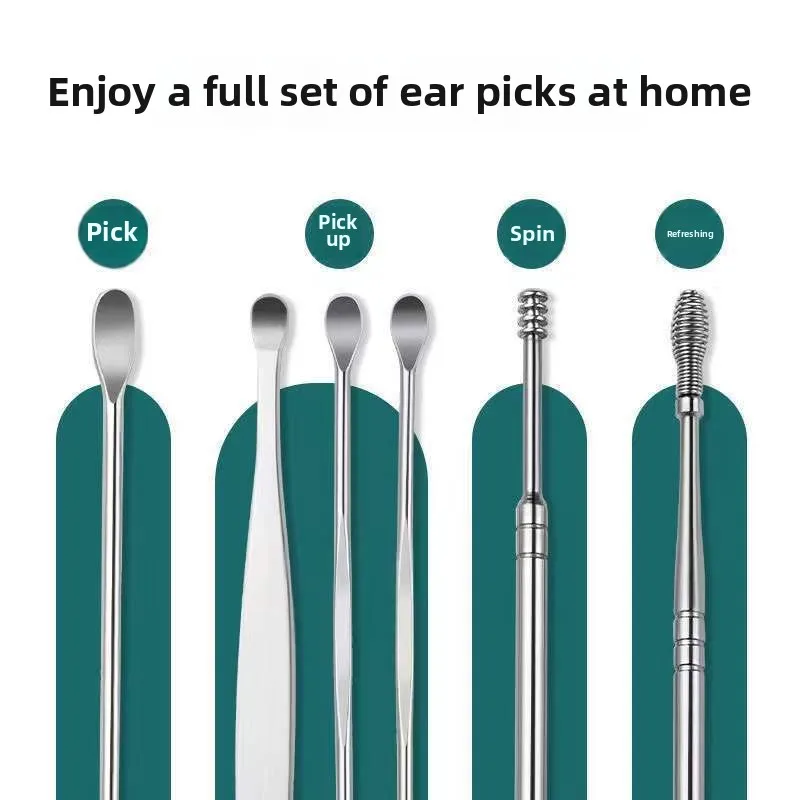 

Spiral Spring Ear Wax Cleaner Kit 6PCS Ear Pick Set Safe and Hygienic Home Ear Cleaning Tools with Comfortable Design