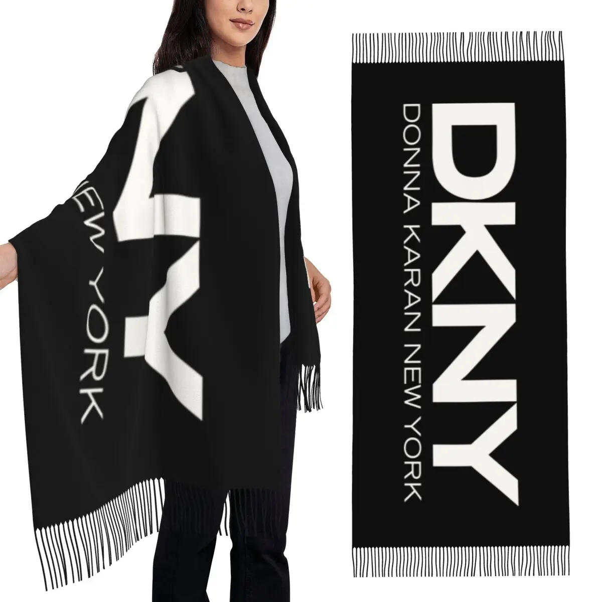 Women's Tassel Scarf DKNYs Large Winter Warm Shawl and Wrap Daily Wear Pashmina Scarves