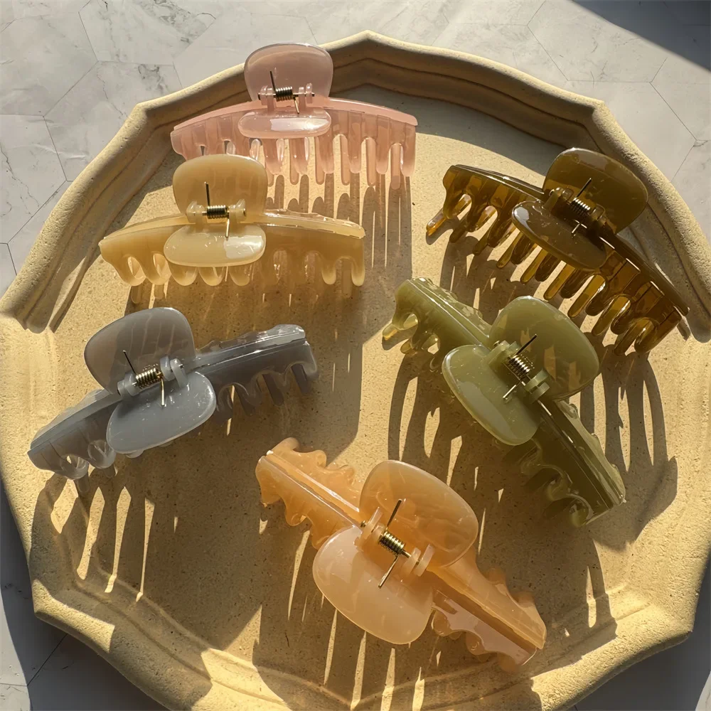 Koreanische Frauen Mädchen Kunststoff Haar Krallen Haars pangen Kopf bedeckung große Haarnadel Krabben Haars pange Mode Ornament Haarschmuck