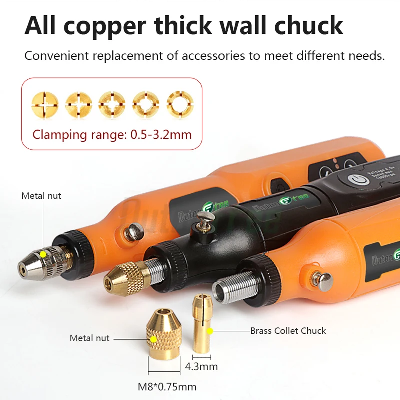 3/5 Speed USB Cordless Rotary Tool Woodworking Engraving Pen DIY Rechargeable Mini Wireless Drill 8000-16000rpm