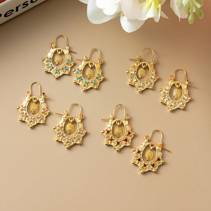 Gold Color Moroccan Luxury Golden Drop Earrings For Women Fashion Hedgehog Shape Banquet Jewelry French Hook Dangle Earring Drop