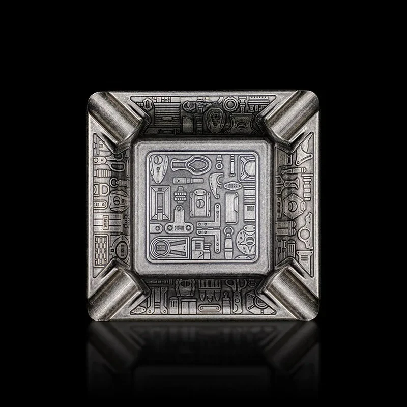 Cigar four-slot large diameter, pure alloy retro drop-resistant and easy to clean ashtray