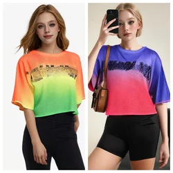 ZW ZINCON 2024 Wear Dancing Fitness Yoga Sports Group Dance  Clothes Short Sleeve T-Shirt 0713